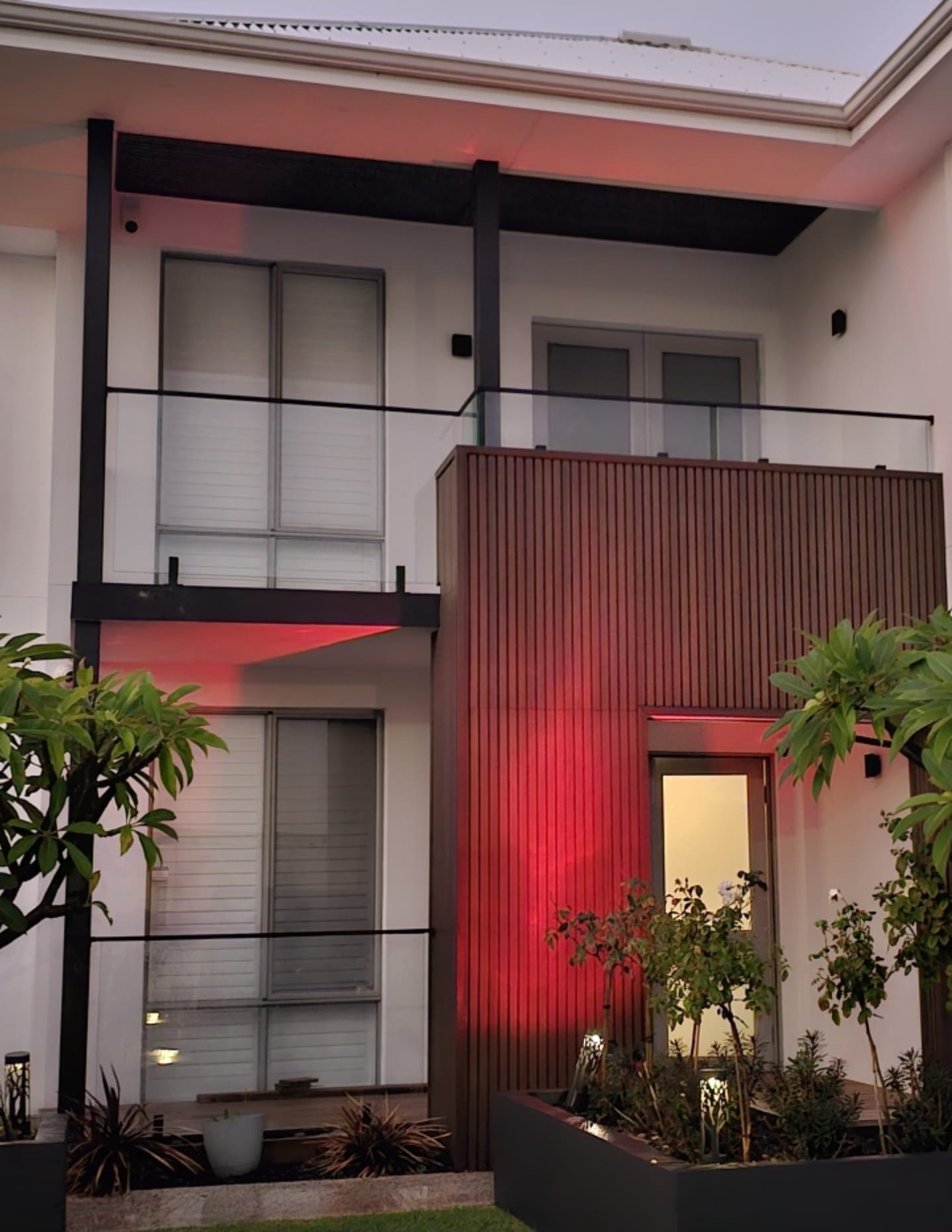 Frameless glass balcony balustrades on a modern two-storey Perth home by Perth Glass Repair